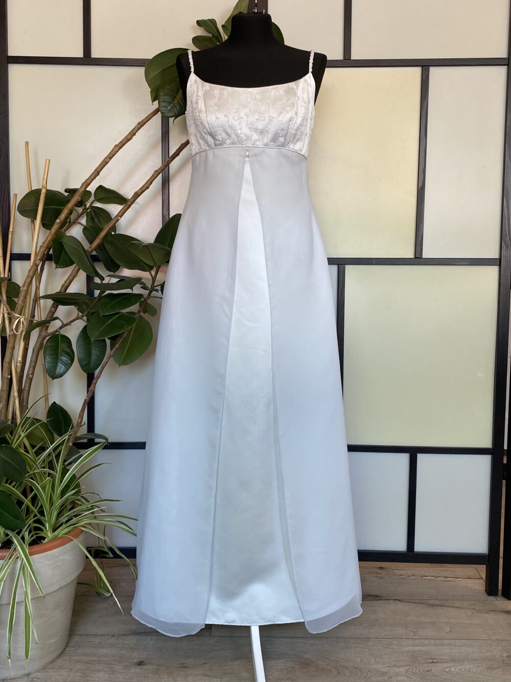 Srebrno-błękitna suknia maxi roz.S/M