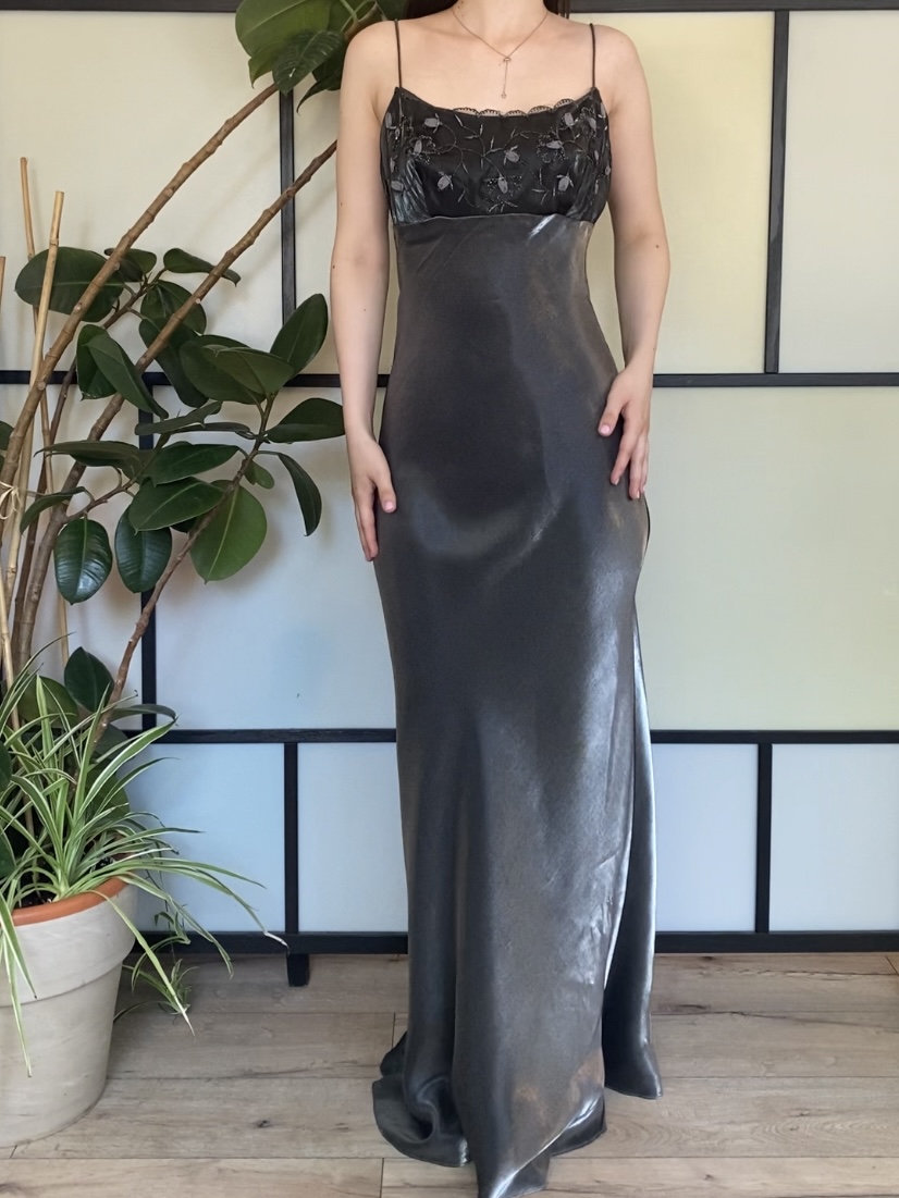 Srebrna suknia maxi roz.S