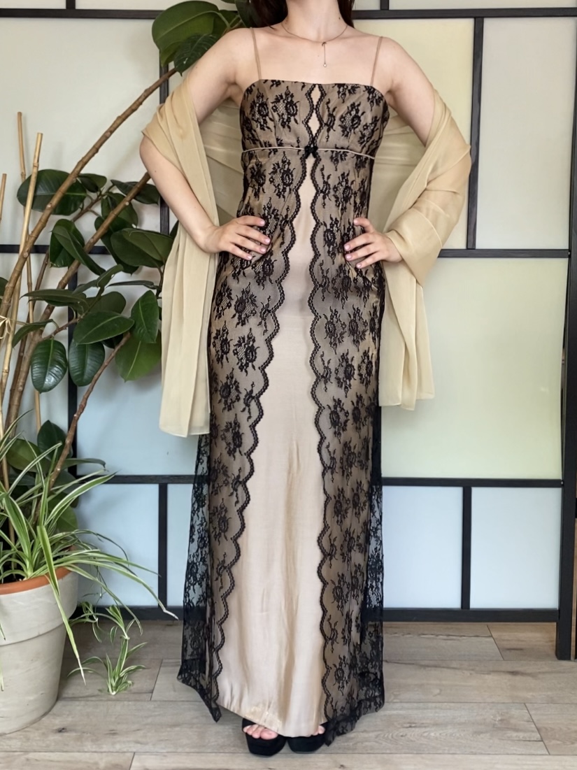 Nowa złota suknia zdobiona koronką z metką roz.XS